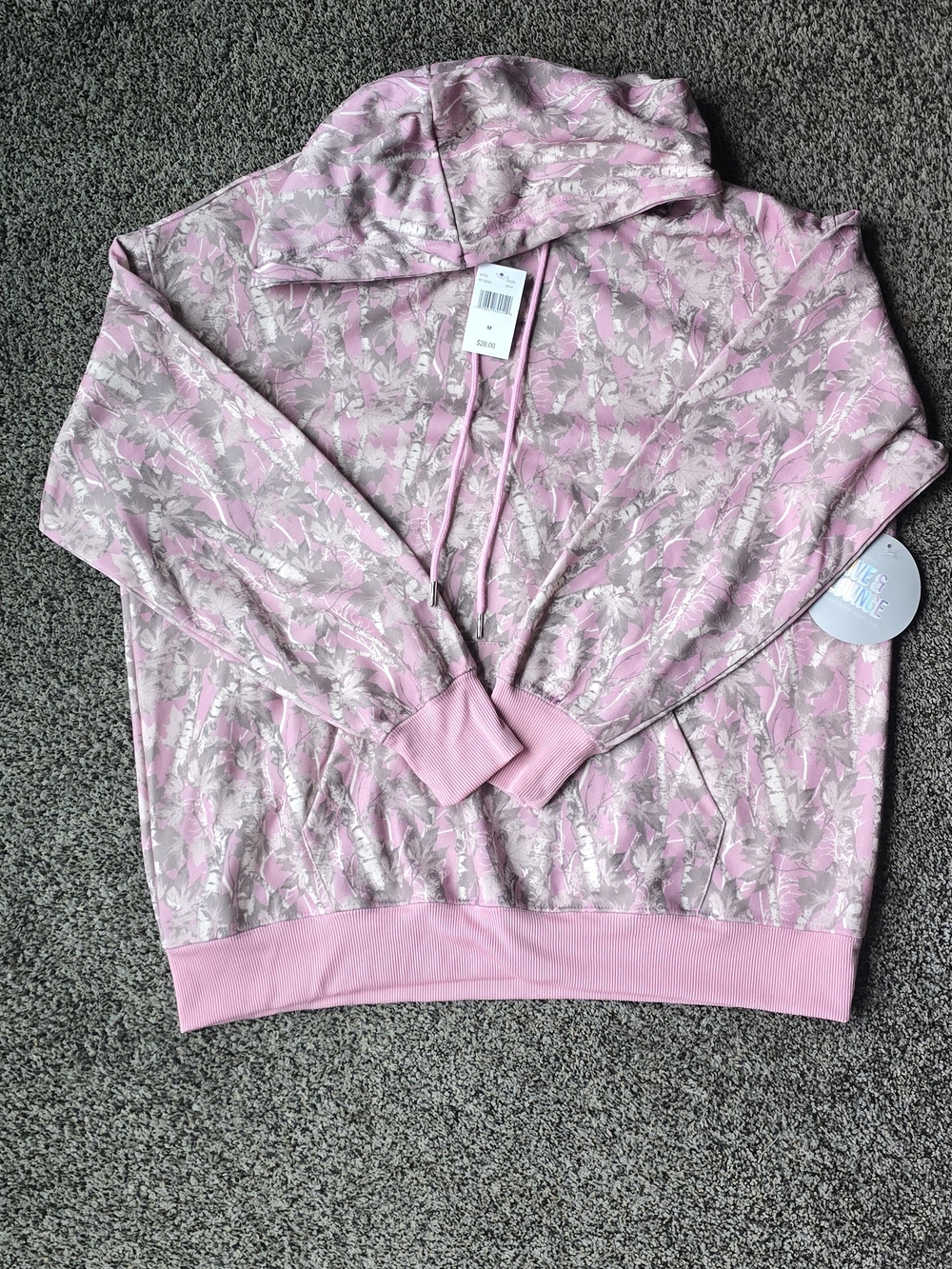 Women's Pink Camo Hooded Pullover Sweatshirt